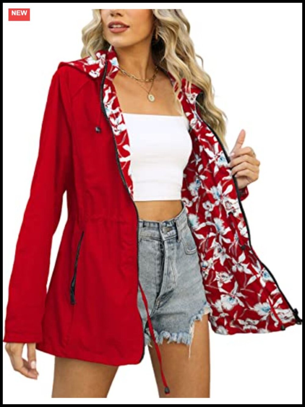 Reversible Lightweight Water-Resistant Windbreaker Jacket with Removable Hood